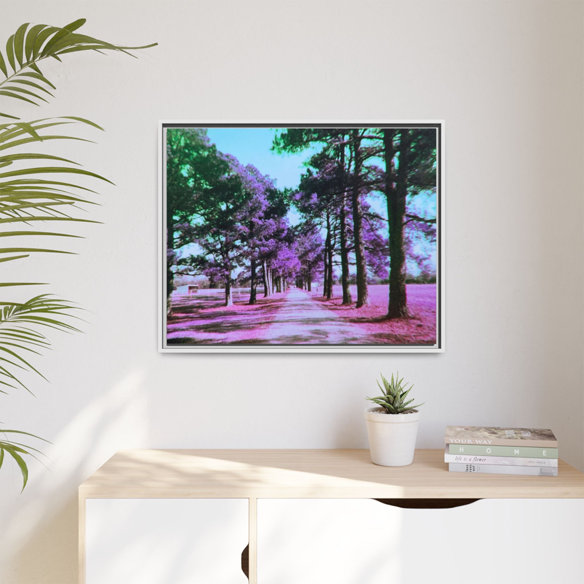 Framed Matte Canvas Print — Paris,Texas Lomochrome Purple Landscape