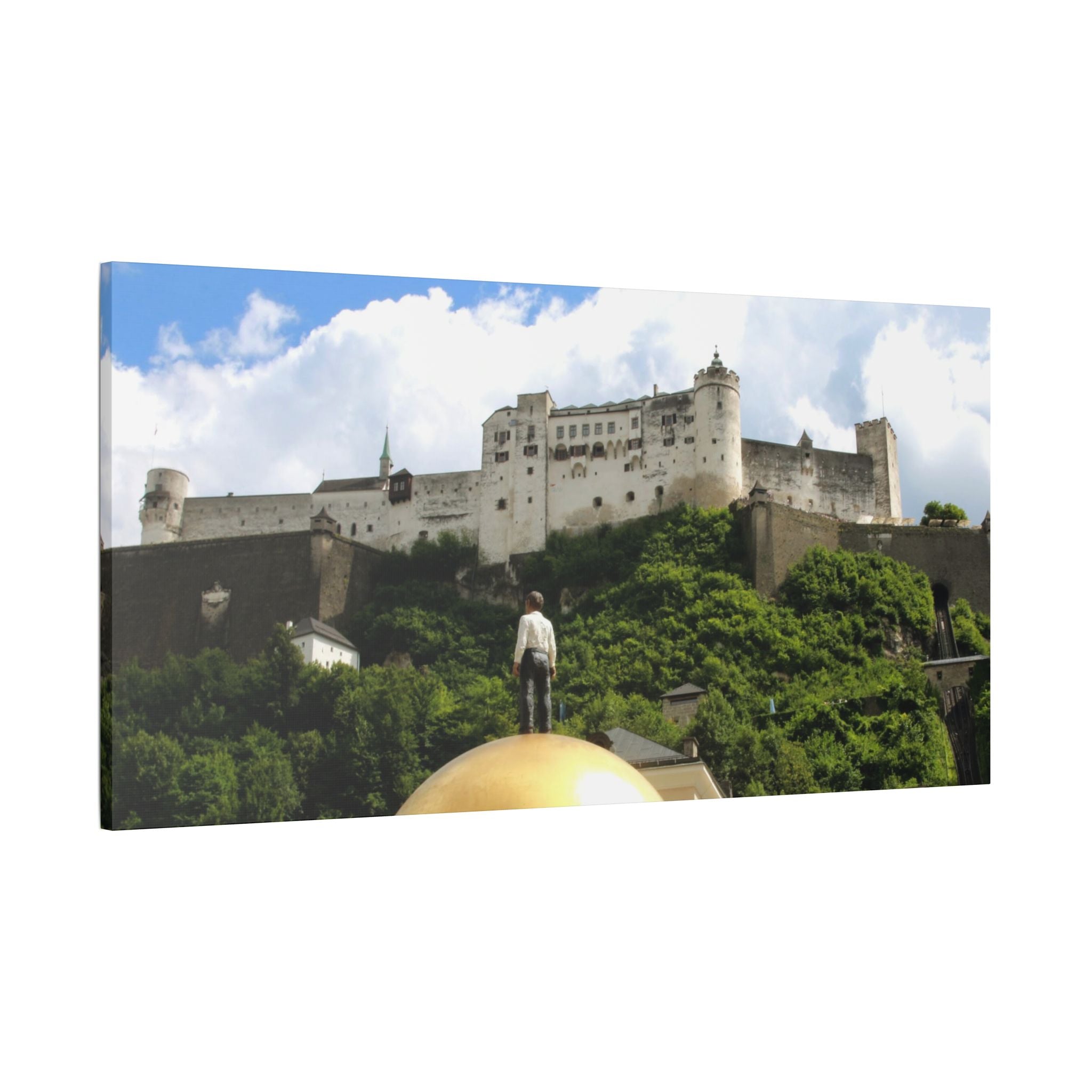 Salzburg Fortress Satin Stretched Canvas Print