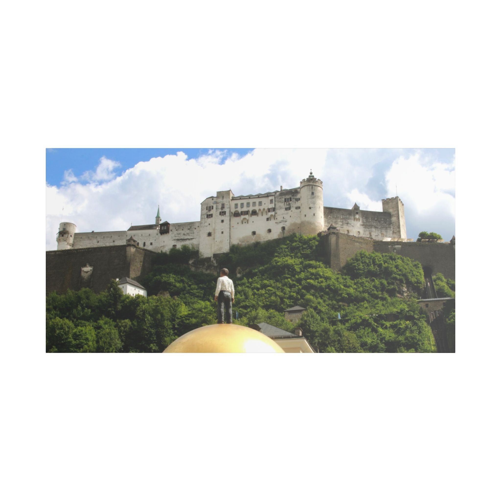 Salzburg Fortress Satin Stretched Canvas Print