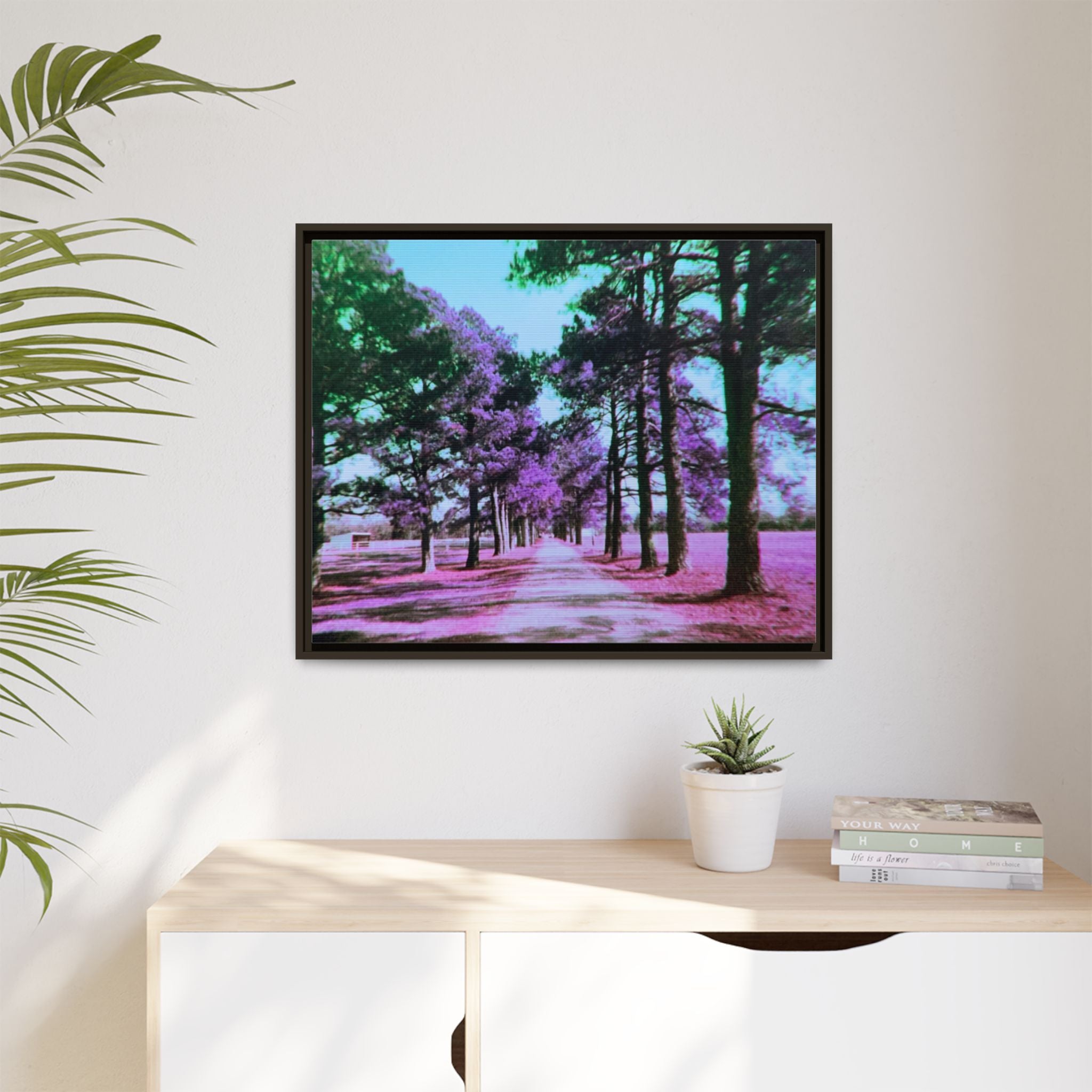 Framed Matte Canvas Print — Paris,Texas Lomochrome Purple Landscape