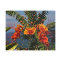 Tropical Flame Flower Satin Canvas Wall Art – Vibrant Orange Floral Stretched Print
