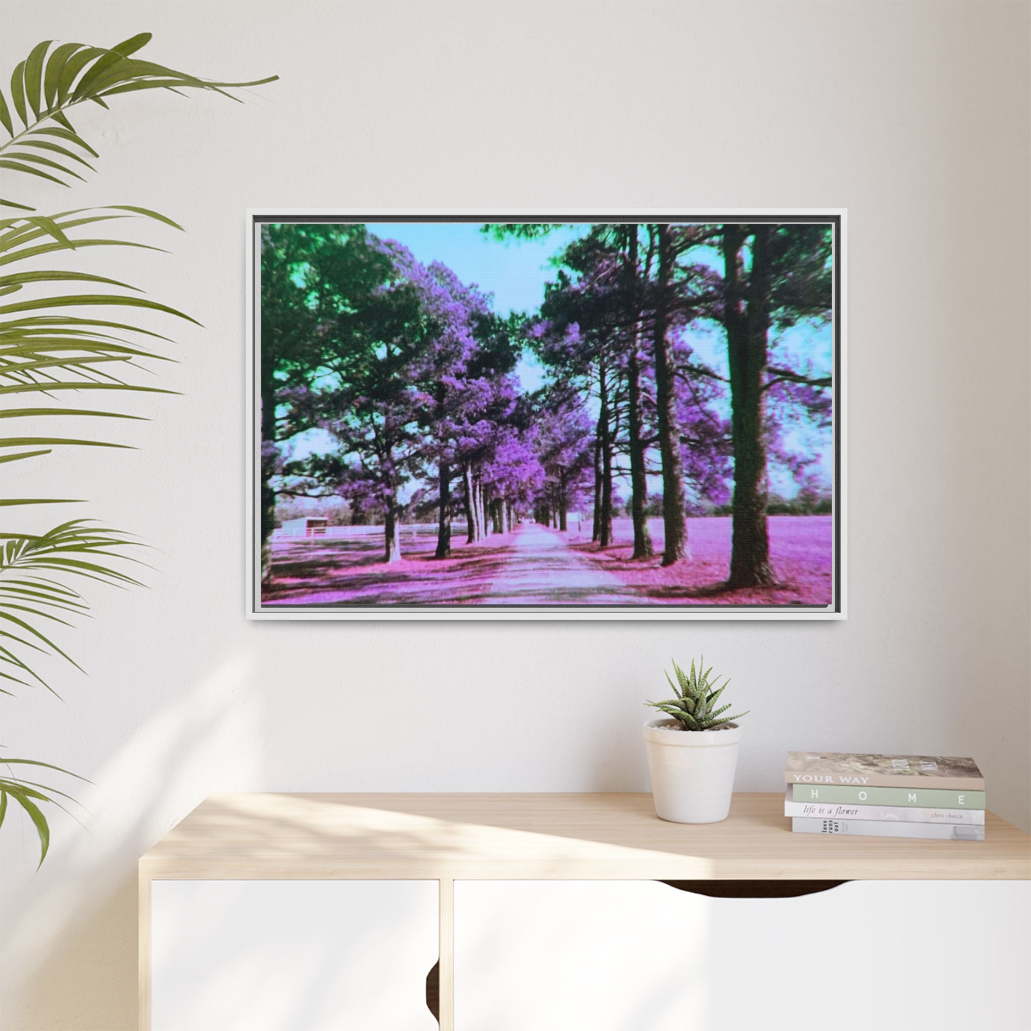 Framed Matte Canvas Print — Paris,Texas Lomochrome Purple Landscape