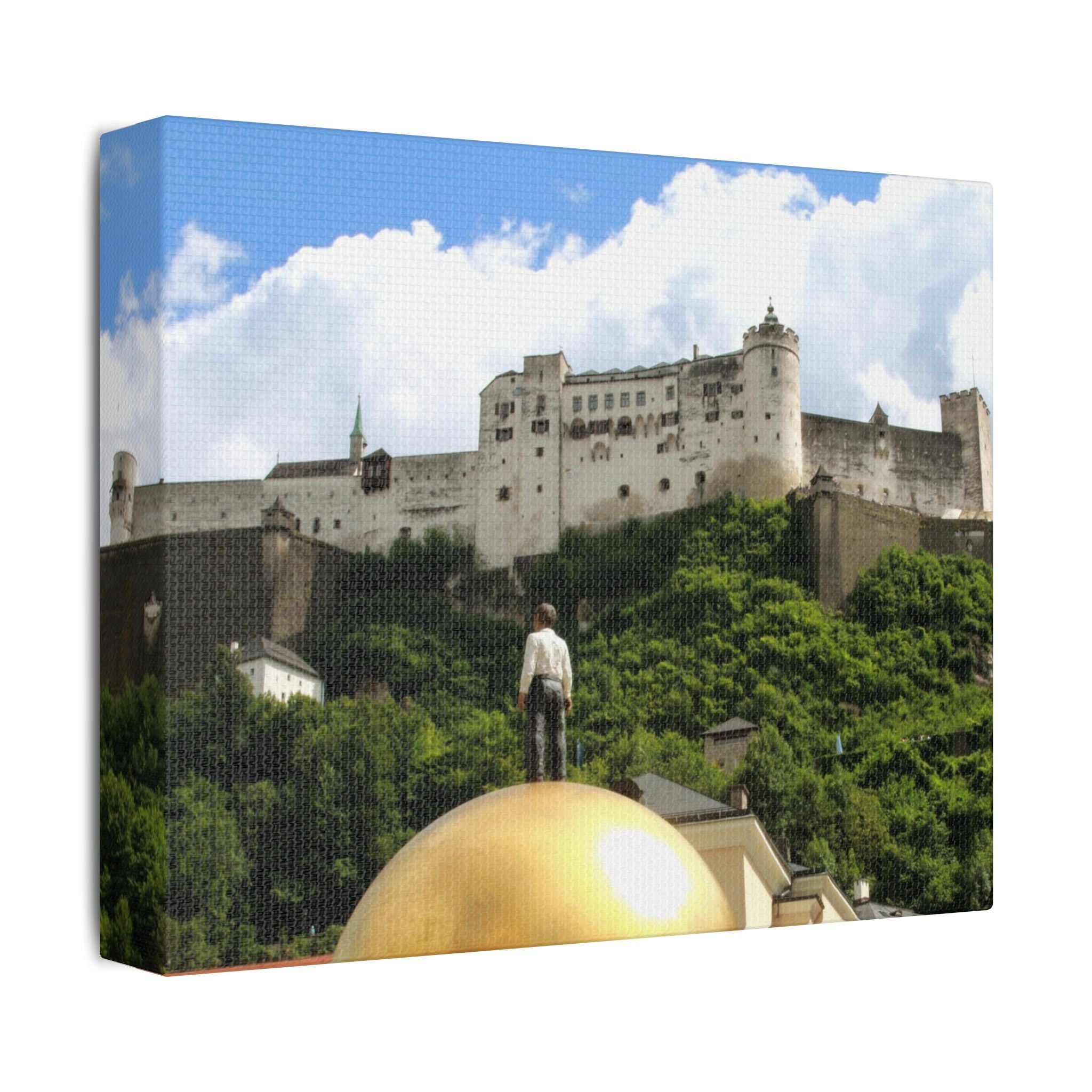 Salzburg Fortress Satin Stretched Canvas Print