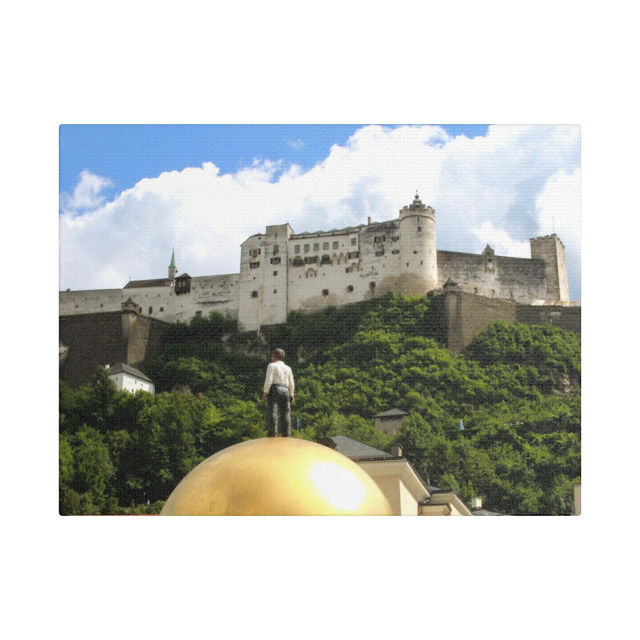 Salzburg Fortress Satin Stretched Canvas Print