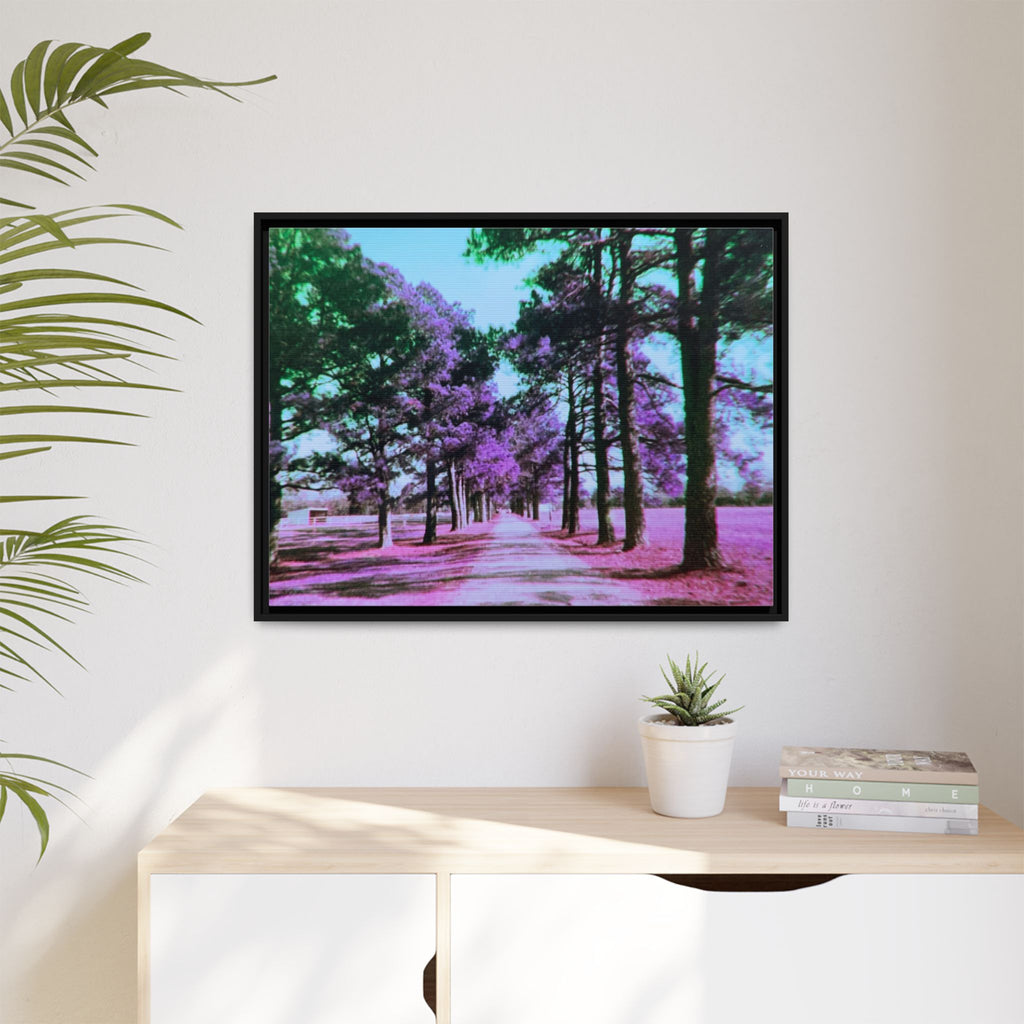 Framed Matte Canvas Print — Paris,Texas Lomochrome Purple Landscape