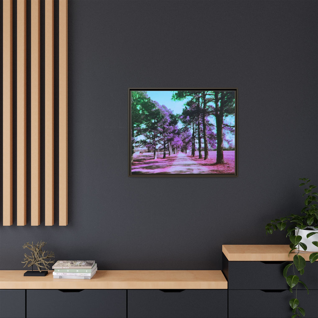 Framed Matte Canvas Print — Paris,Texas Lomochrome Purple Landscape