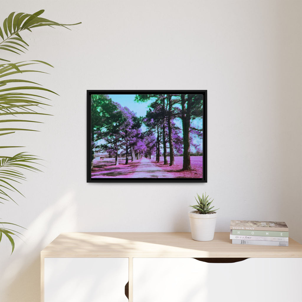 Framed Matte Canvas Print — Paris,Texas Lomochrome Purple Landscape