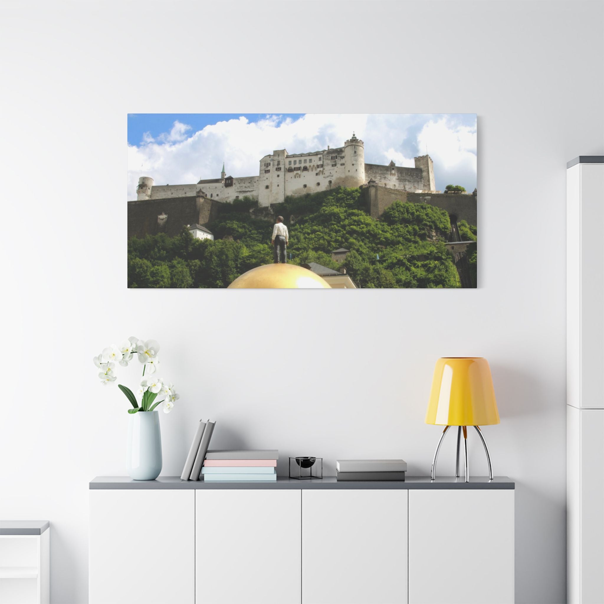 Salzburg Fortress Satin Stretched Canvas Print