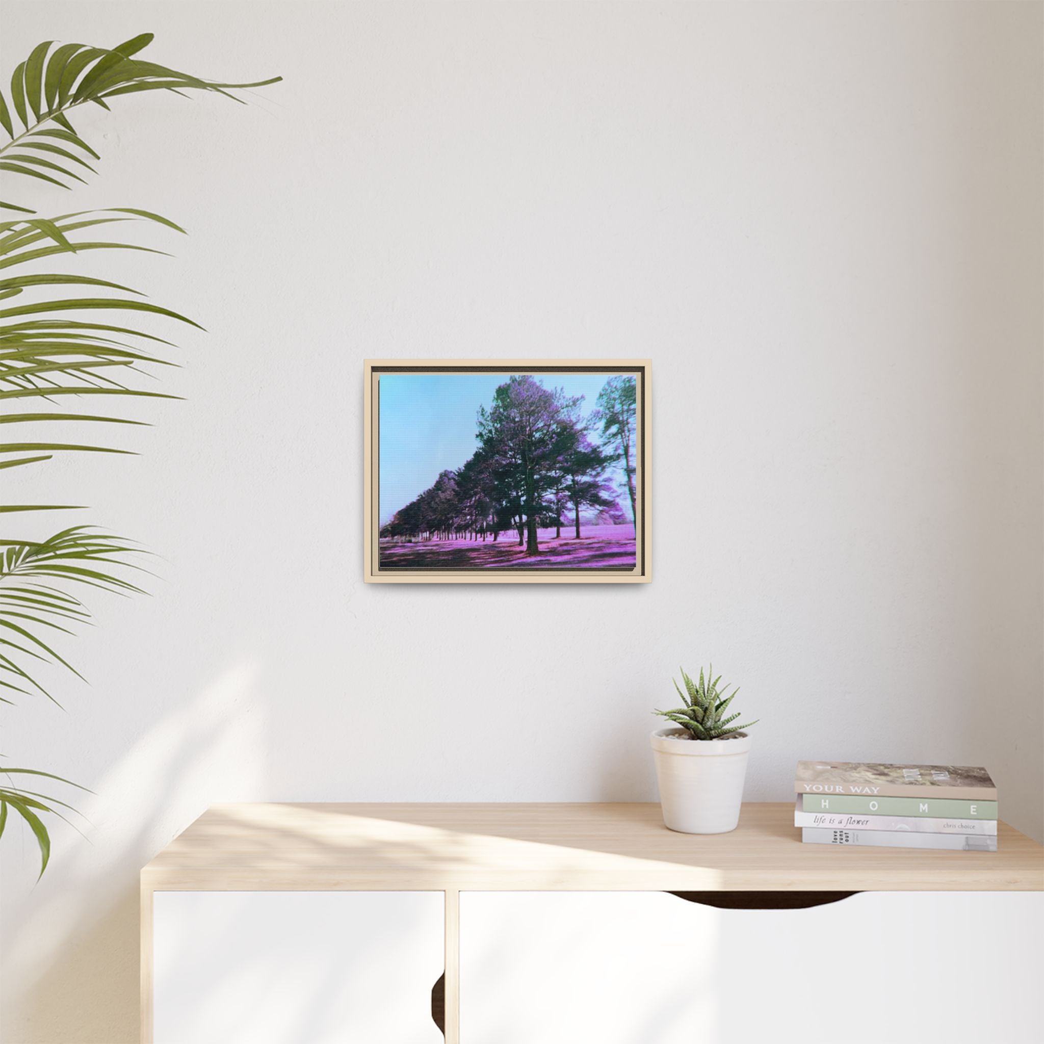 Framed Matte Canvas Print — Lomochrome Purple Tree Landscape