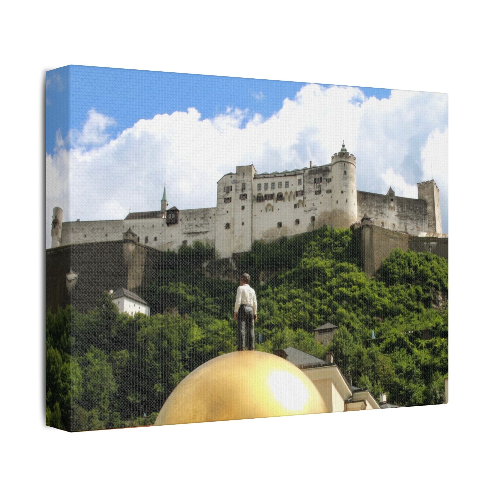 Salzburg Fortress Satin Stretched Canvas Print