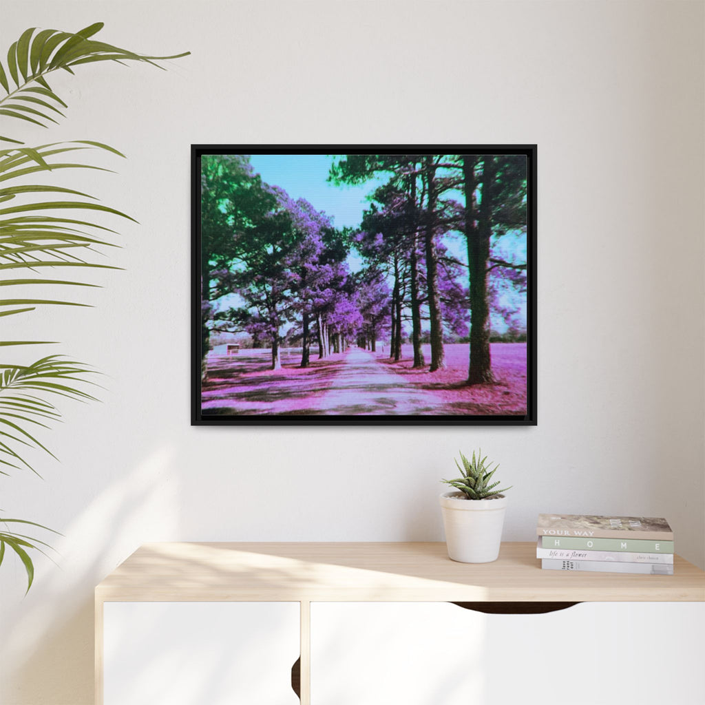 Framed Matte Canvas Print — Paris,Texas Lomochrome Purple Landscape