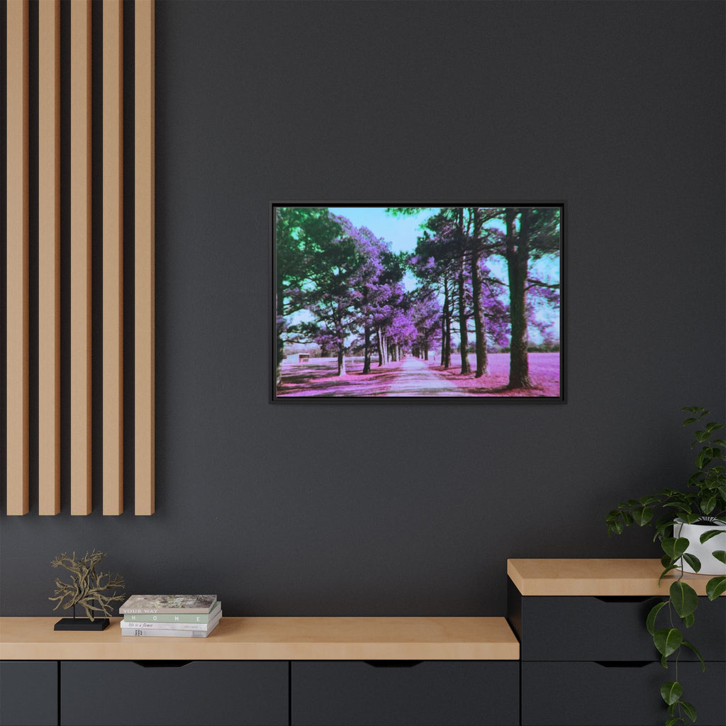 Framed Matte Canvas Print — Paris,Texas Lomochrome Purple Landscape