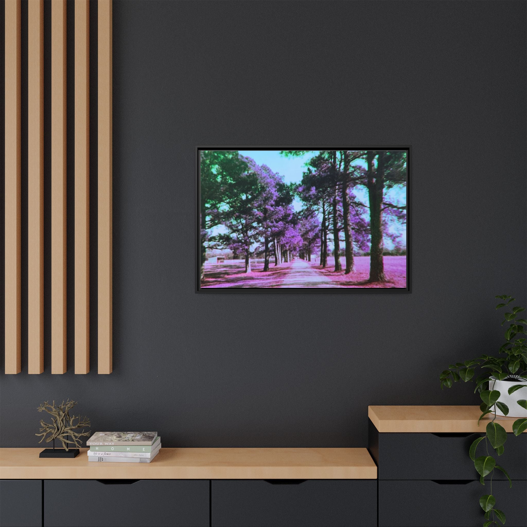 Framed Matte Canvas Print — Paris,Texas Lomochrome Purple Landscape