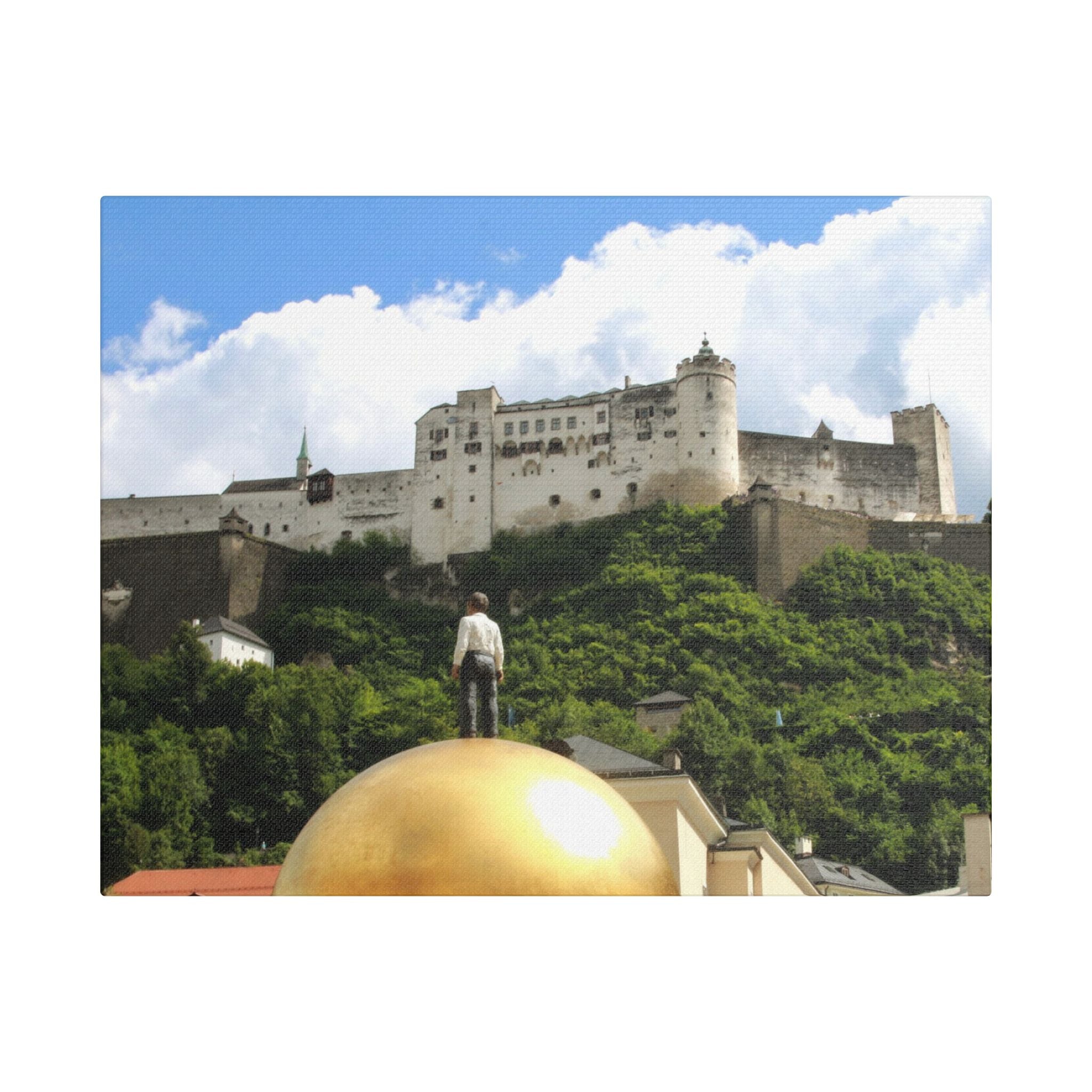 Salzburg Fortress Satin Stretched Canvas Print