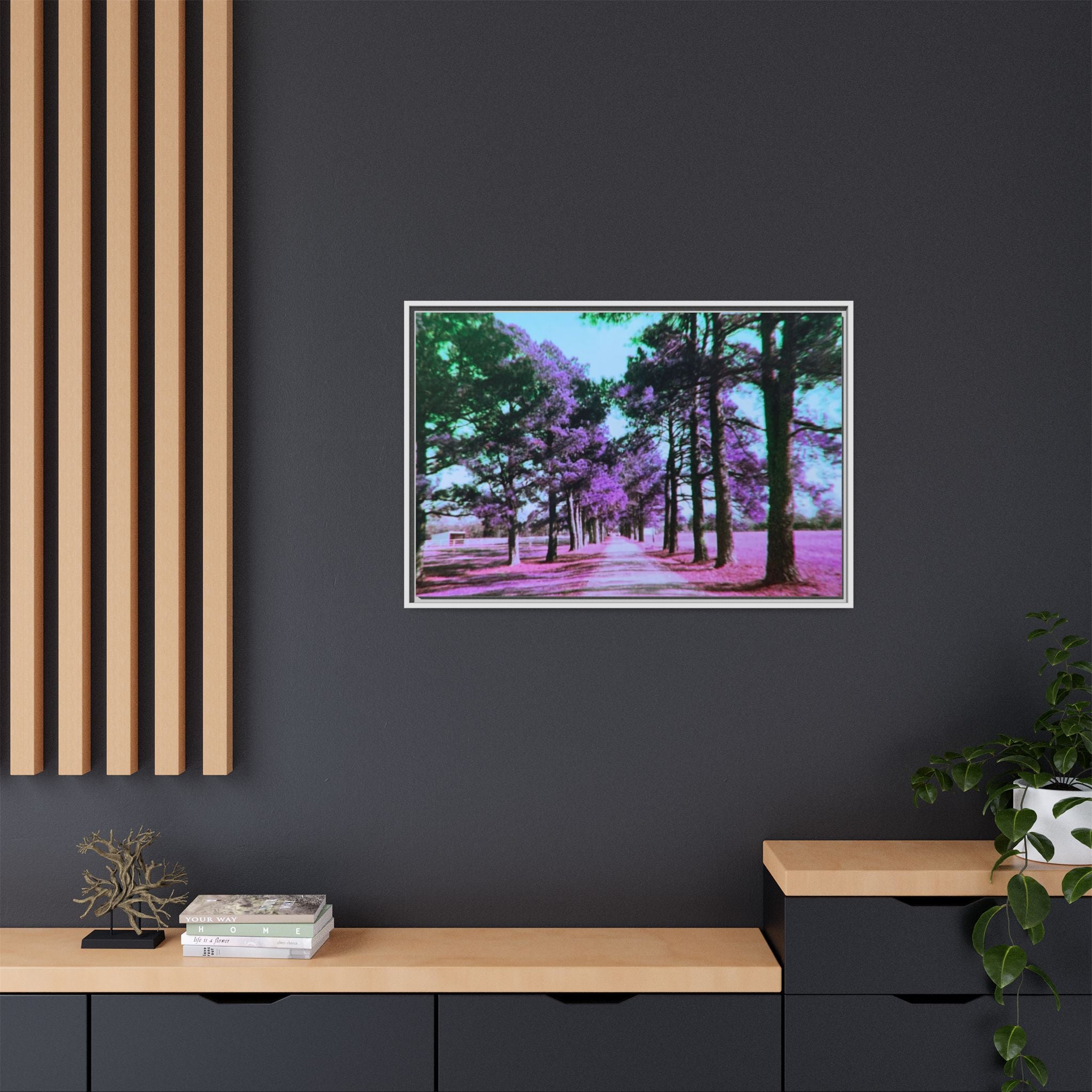 Framed Matte Canvas Print — Paris,Texas Lomochrome Purple Landscape