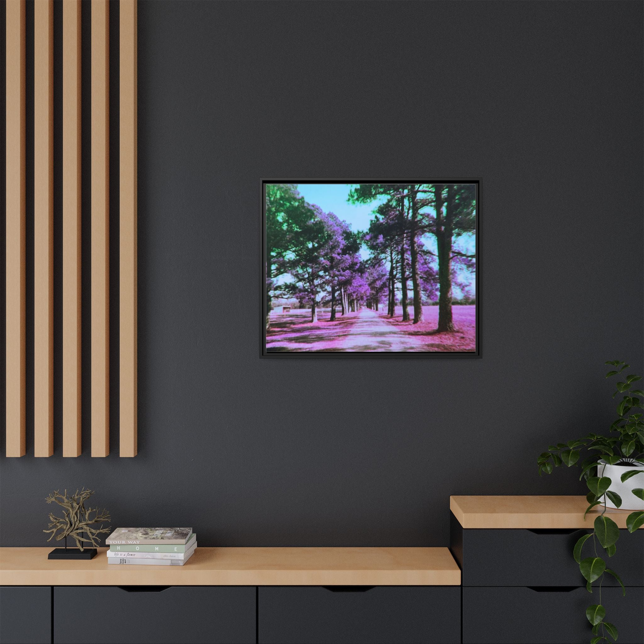 Framed Matte Canvas Print — Paris,Texas Lomochrome Purple Landscape