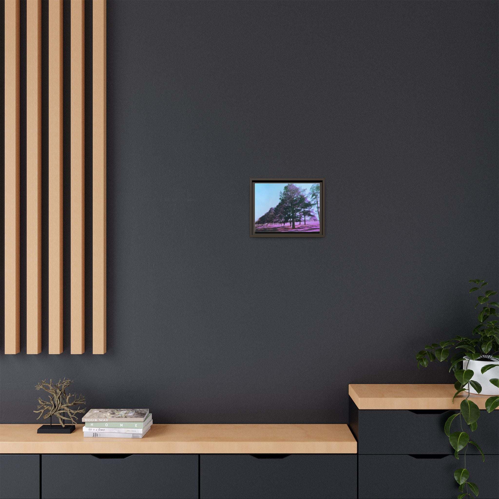 Framed Matte Canvas Print — Lomochrome Purple Tree Landscape