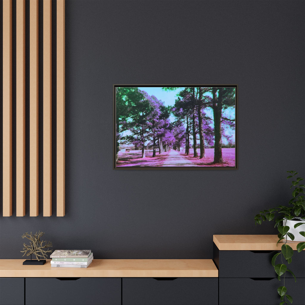 Framed Matte Canvas Print — Paris,Texas Lomochrome Purple Landscape
