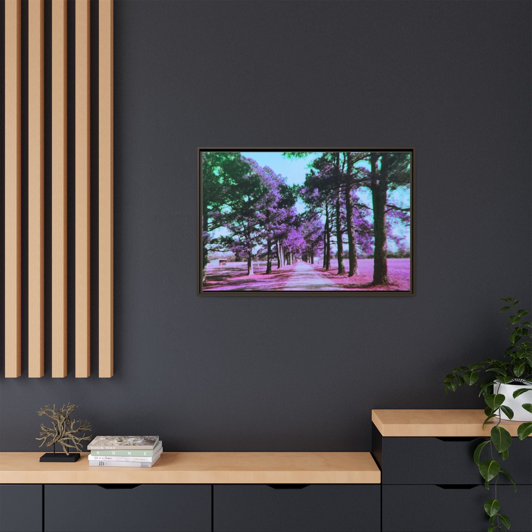 Framed Matte Canvas Print — Paris,Texas Lomochrome Purple Landscape