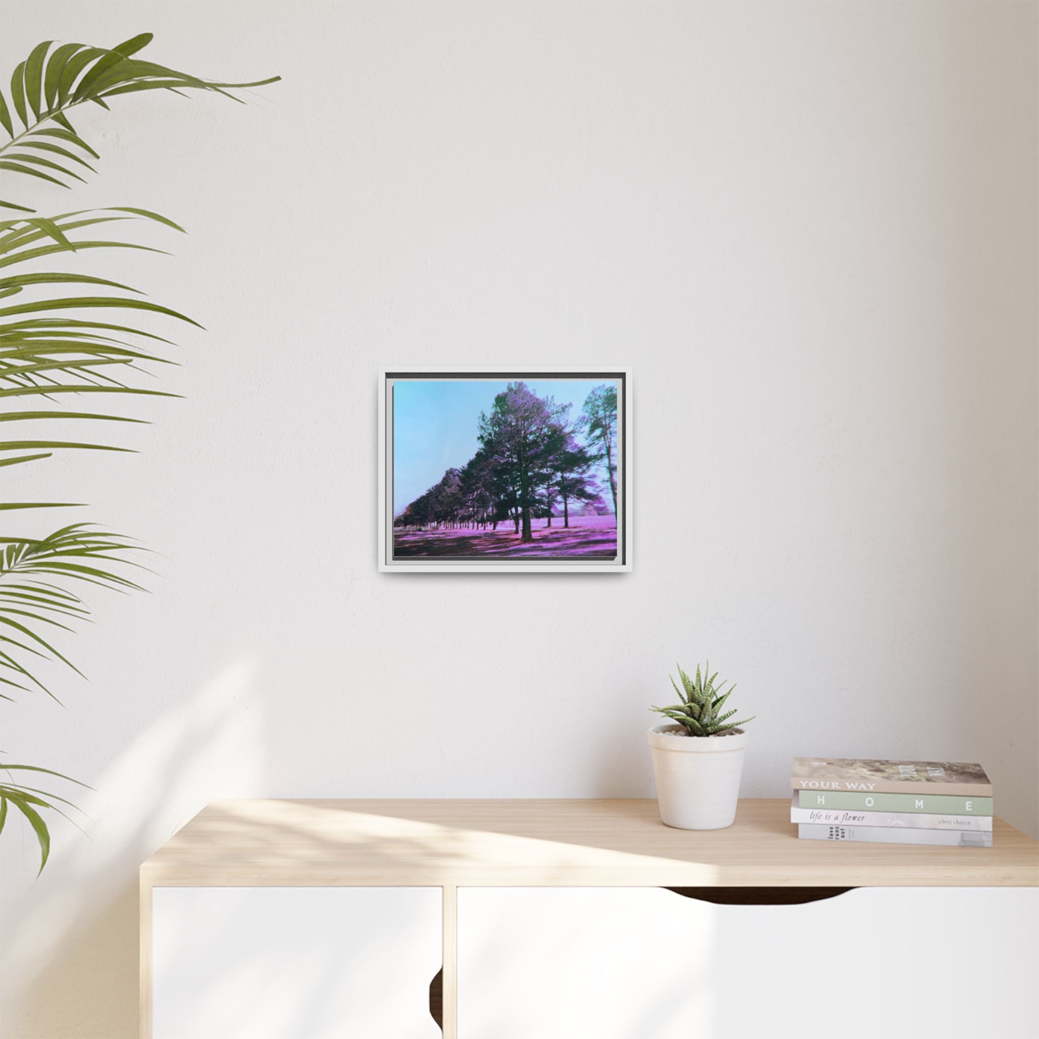 Framed Matte Canvas Print — Lomochrome Purple Tree Landscape