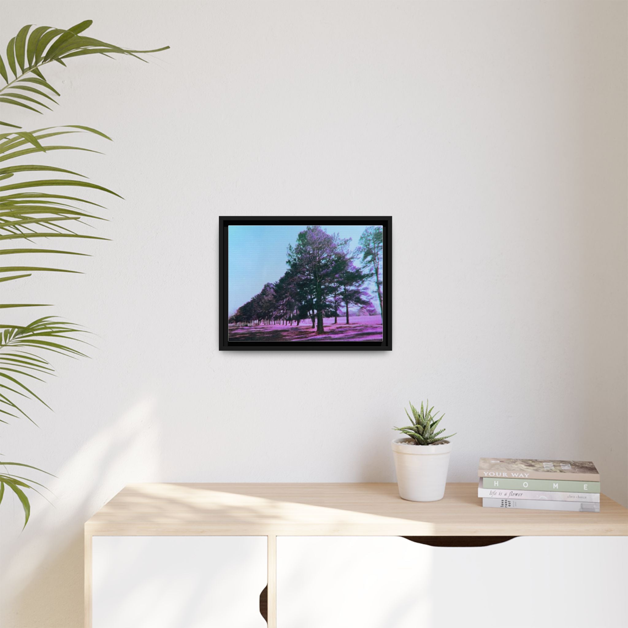 Framed Matte Canvas Print — Lomochrome Purple Tree Landscape