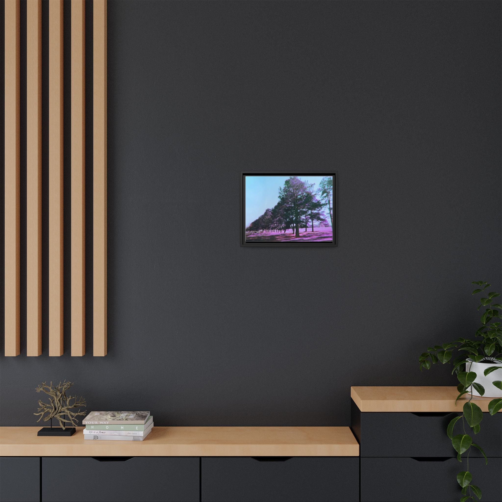 Framed Matte Canvas Print — Lomochrome Purple Tree Landscape