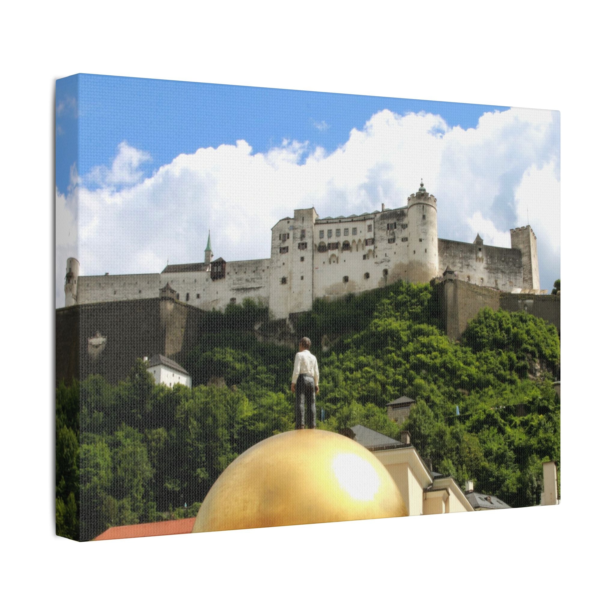 Salzburg Fortress Satin Stretched Canvas Print