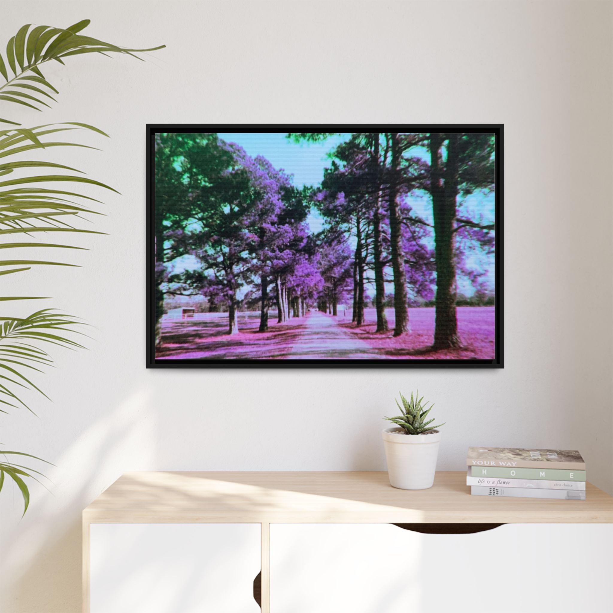 Framed Matte Canvas Print — Paris,Texas Lomochrome Purple Landscape