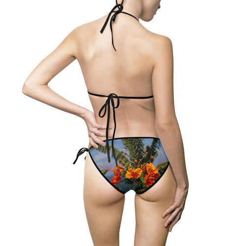 Floral Watercolor Bikini — Women's Tie-Side Triangle Swimsuit