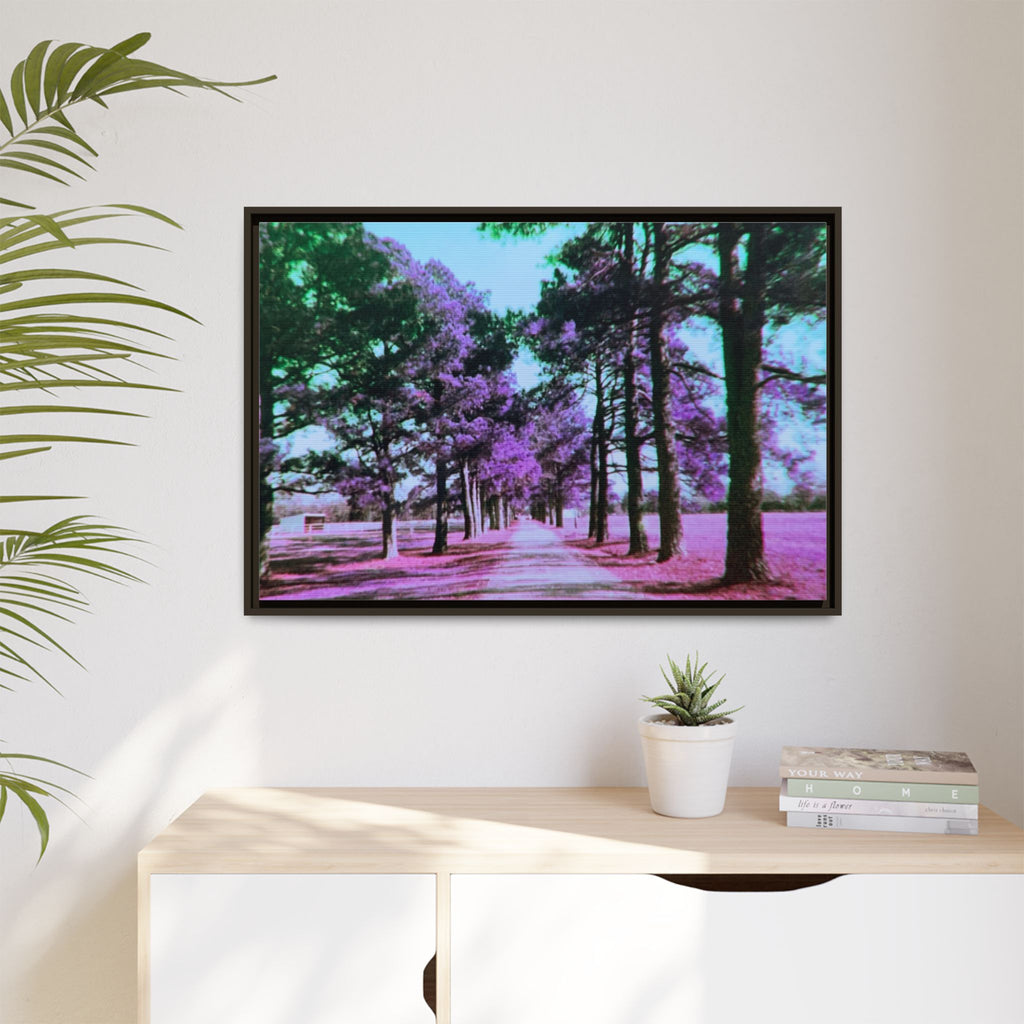 Framed Matte Canvas Print — Paris,Texas Lomochrome Purple Landscape