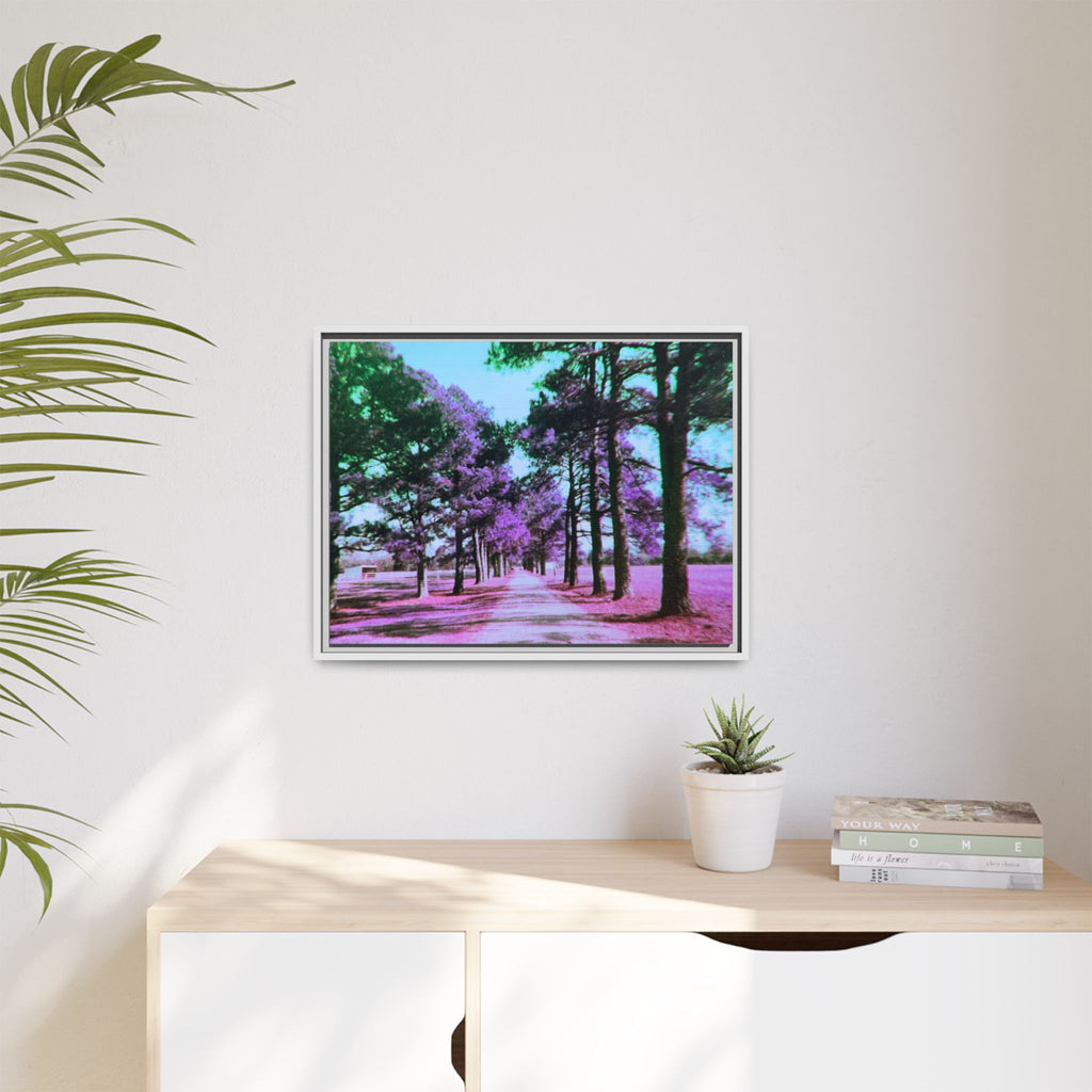 Framed Matte Canvas Print — Paris,Texas Lomochrome Purple Landscape