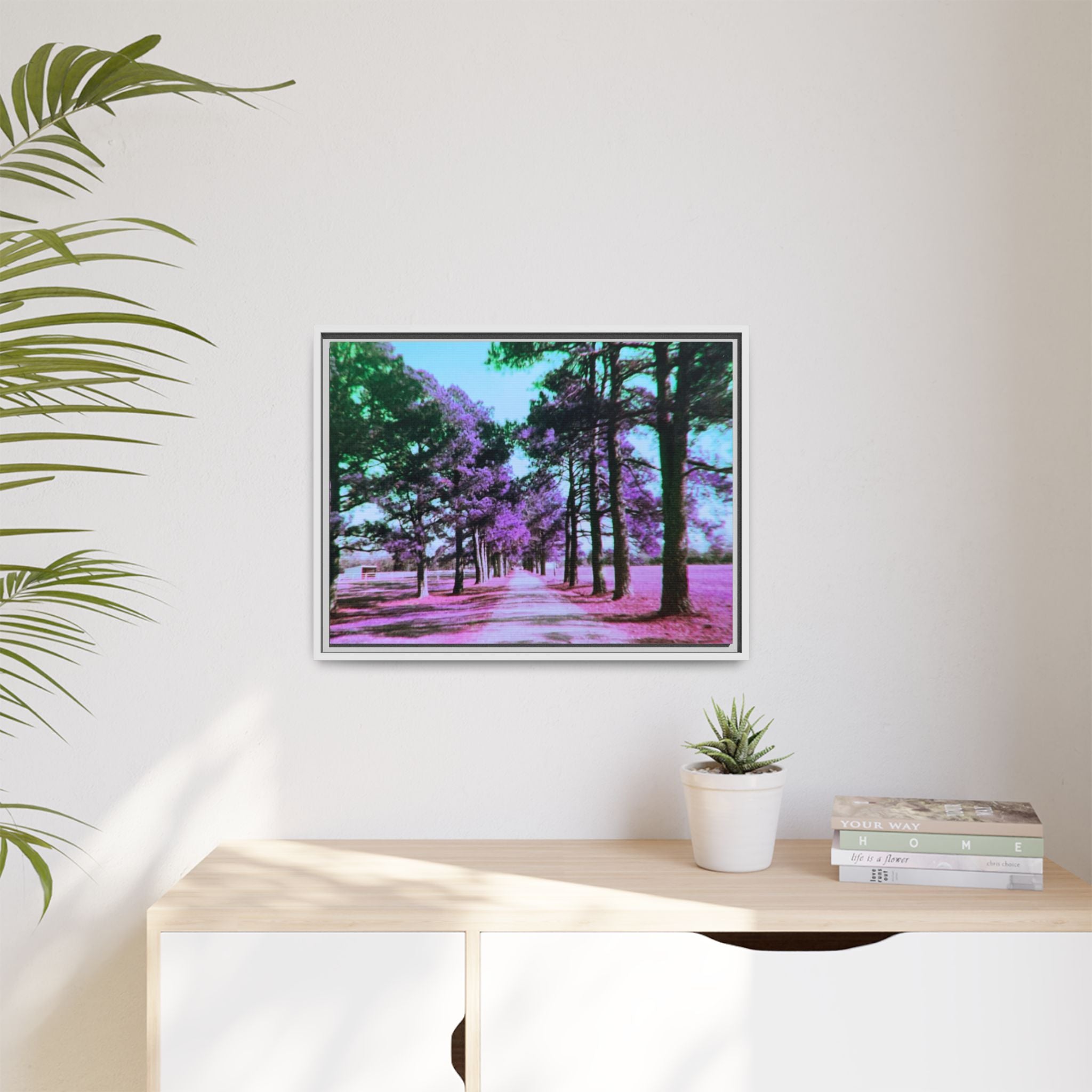 Framed Matte Canvas Print — Paris,Texas Lomochrome Purple Landscape