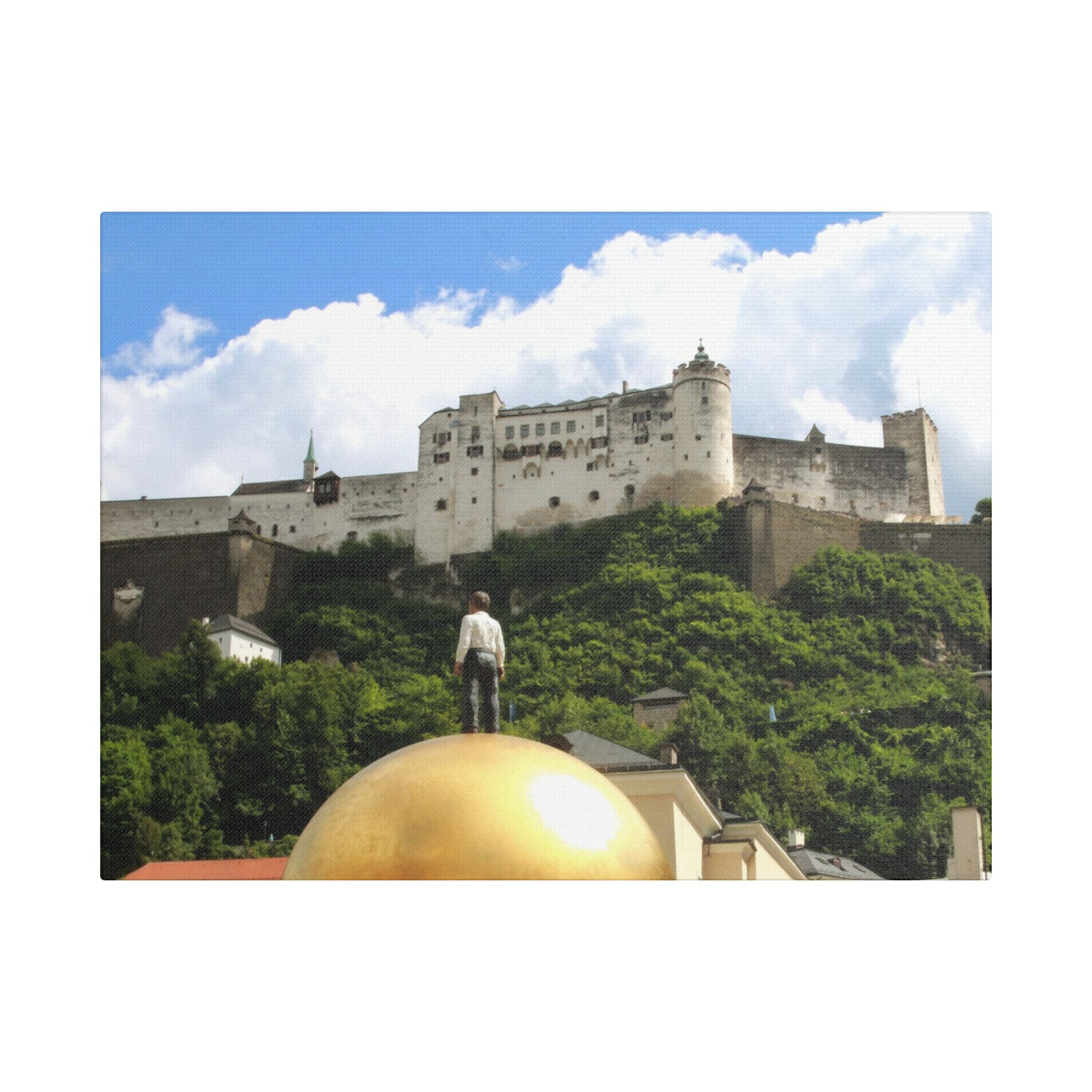 Salzburg Fortress Satin Stretched Canvas Print